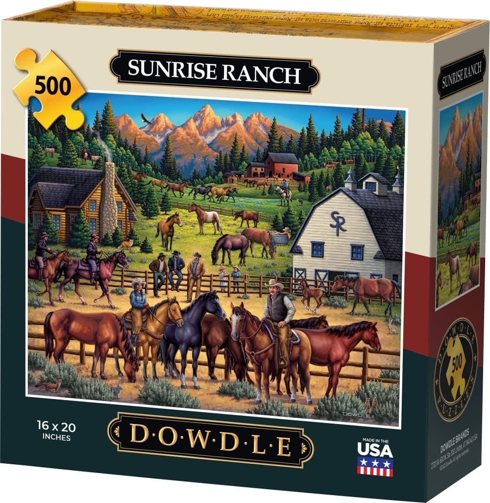 Roll over image to zoom in Dowdle Jigsaw Puzzle – Sunrise Ranch 500 Piece