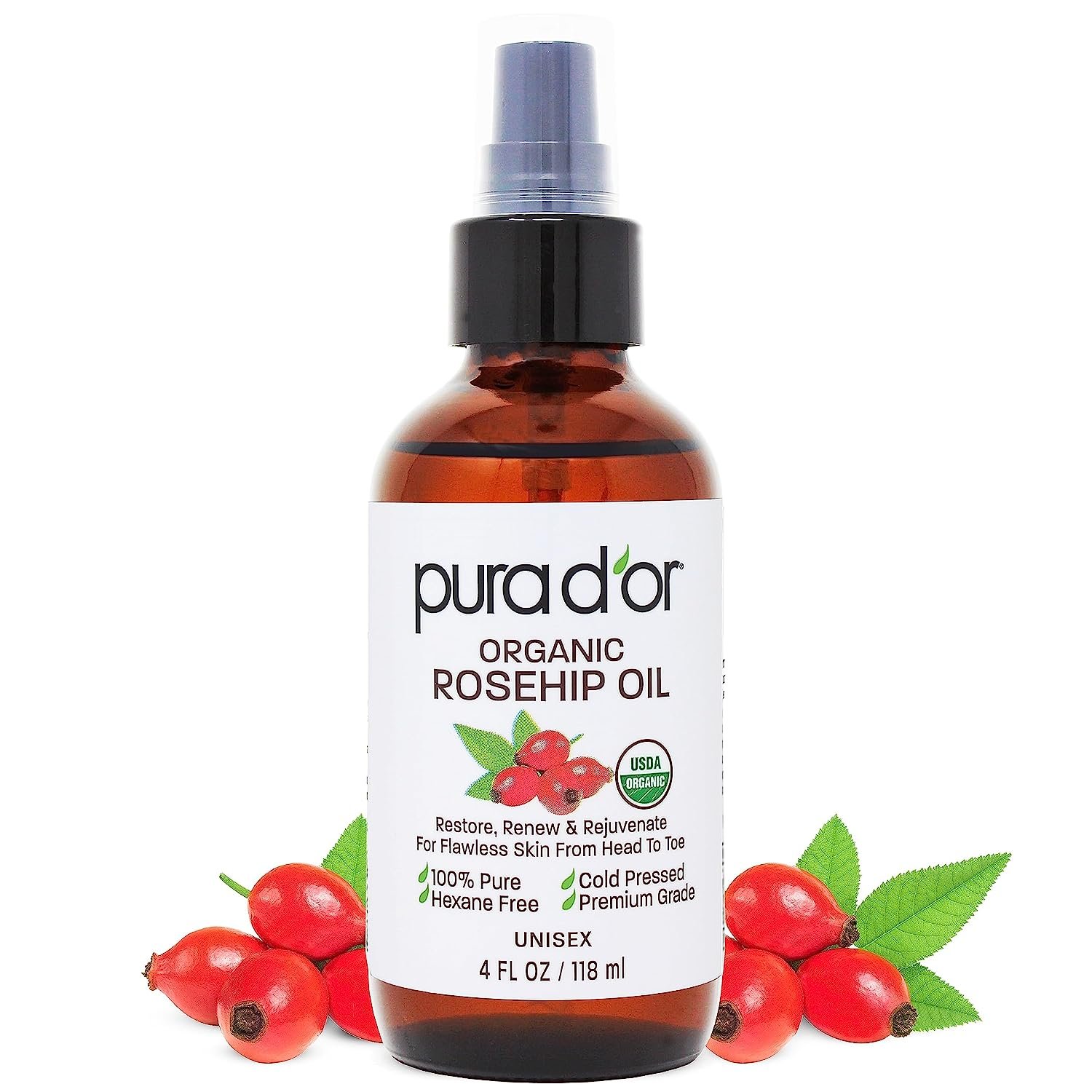 Organic rosehip oil: Anti-aging, acne scar treatment, for face, hair.